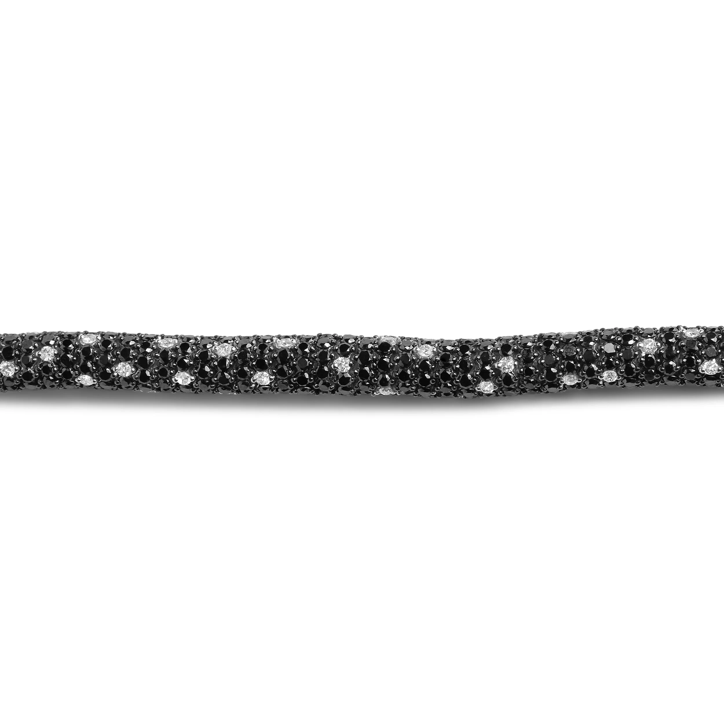 18K White Gold 20.0 Cttw Black and White Pave Set Diamond Eternity Snake Skin Style Tennis Bracelet (Black and G-H Color, SI1-SI2 Clarity) - Size 7" - Image 10