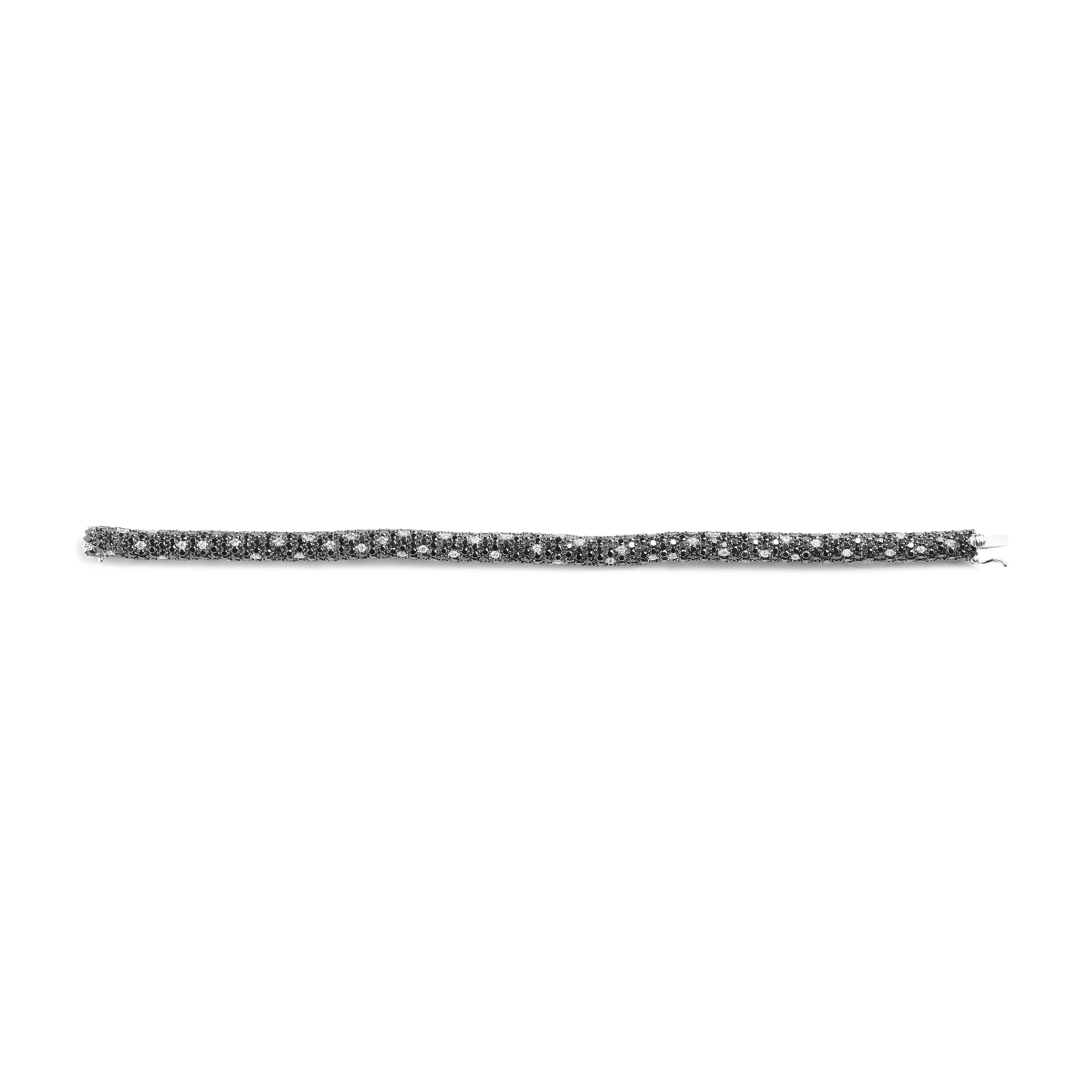 18K White Gold 20.0 Cttw Black and White Pave Set Diamond Eternity Snake Skin Style Tennis Bracelet (Black and G-H Color, SI1-SI2 Clarity) - Size 7" - Image 12