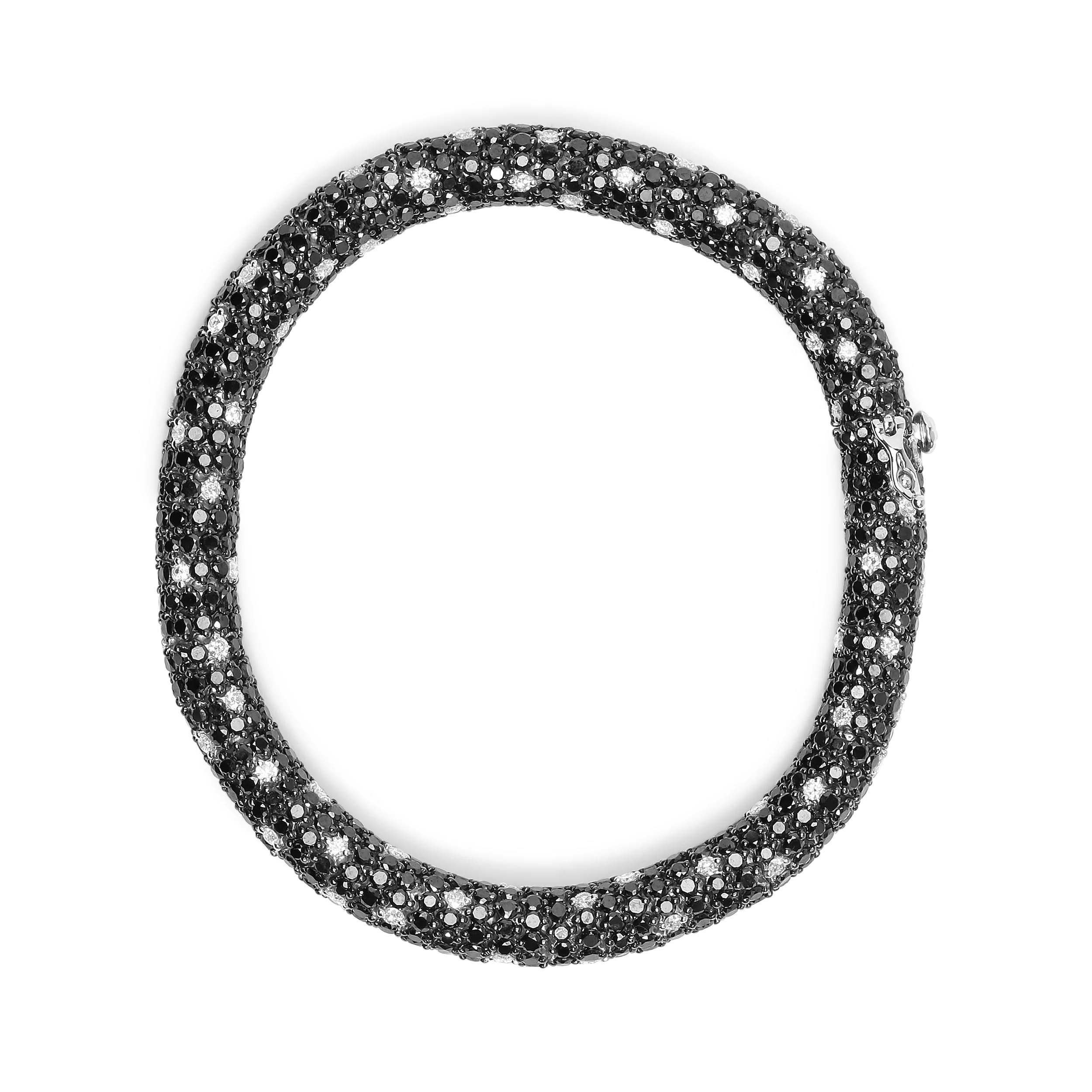 18K White Gold 20.0 Cttw Black and White Pave Set Diamond Eternity Snake Skin Style Tennis Bracelet (Black and G-H Color, SI1-SI2 Clarity) - Size 7" - Image 8