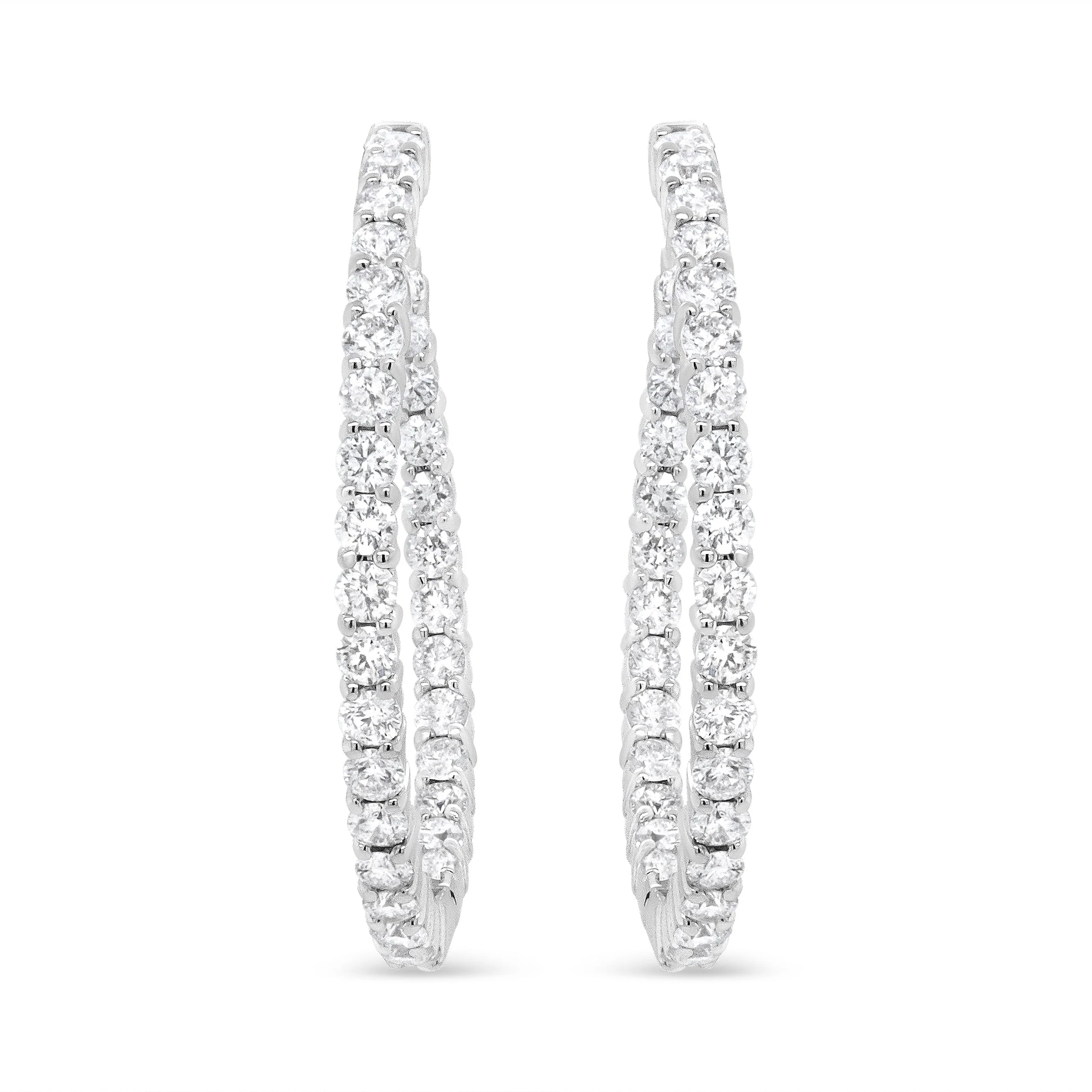 18K White Gold 3 5/8 Cttw Round Diamond Curved Inside-Outside Hoop Earrings (F-G Color, VS1-VS2 Clarity) - Image 3