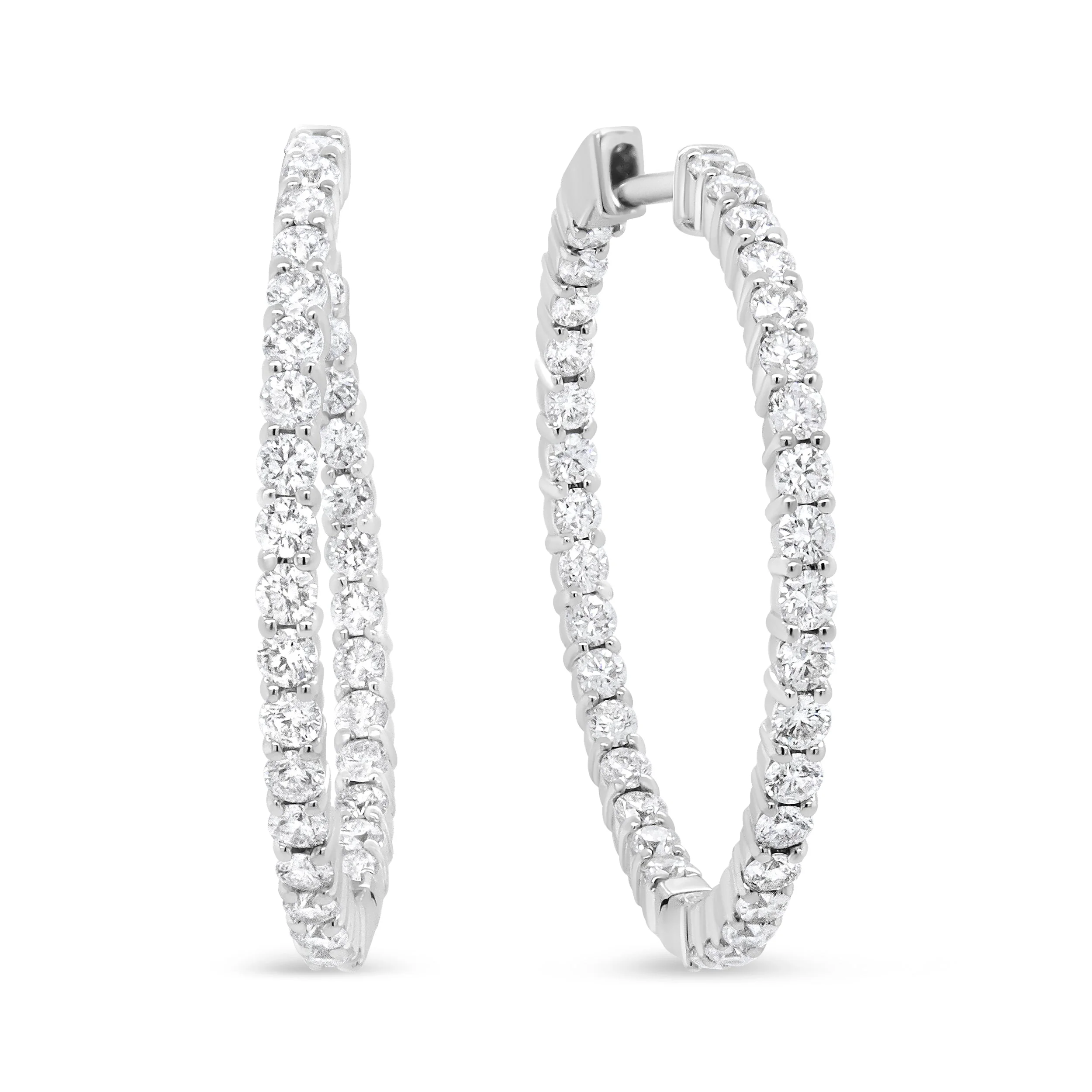 18K White Gold 3 5/8 Cttw Round Diamond Curved Inside-Outside Hoop Earrings (F-G Color, VS1-VS2 Clarity) - Image 4