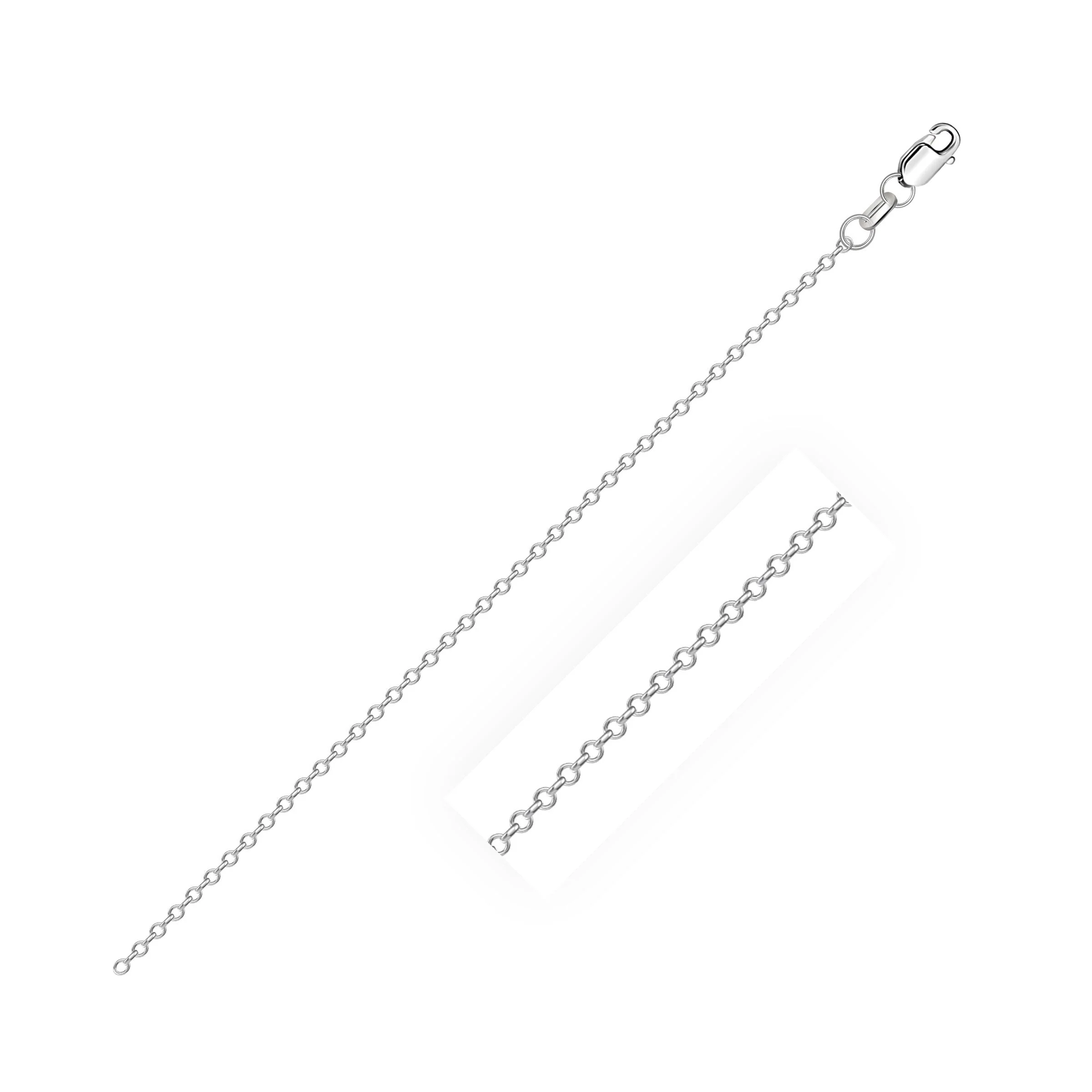 18k White Gold Diamond Cut Cable Link Chain (0.75 mm) - Image 4