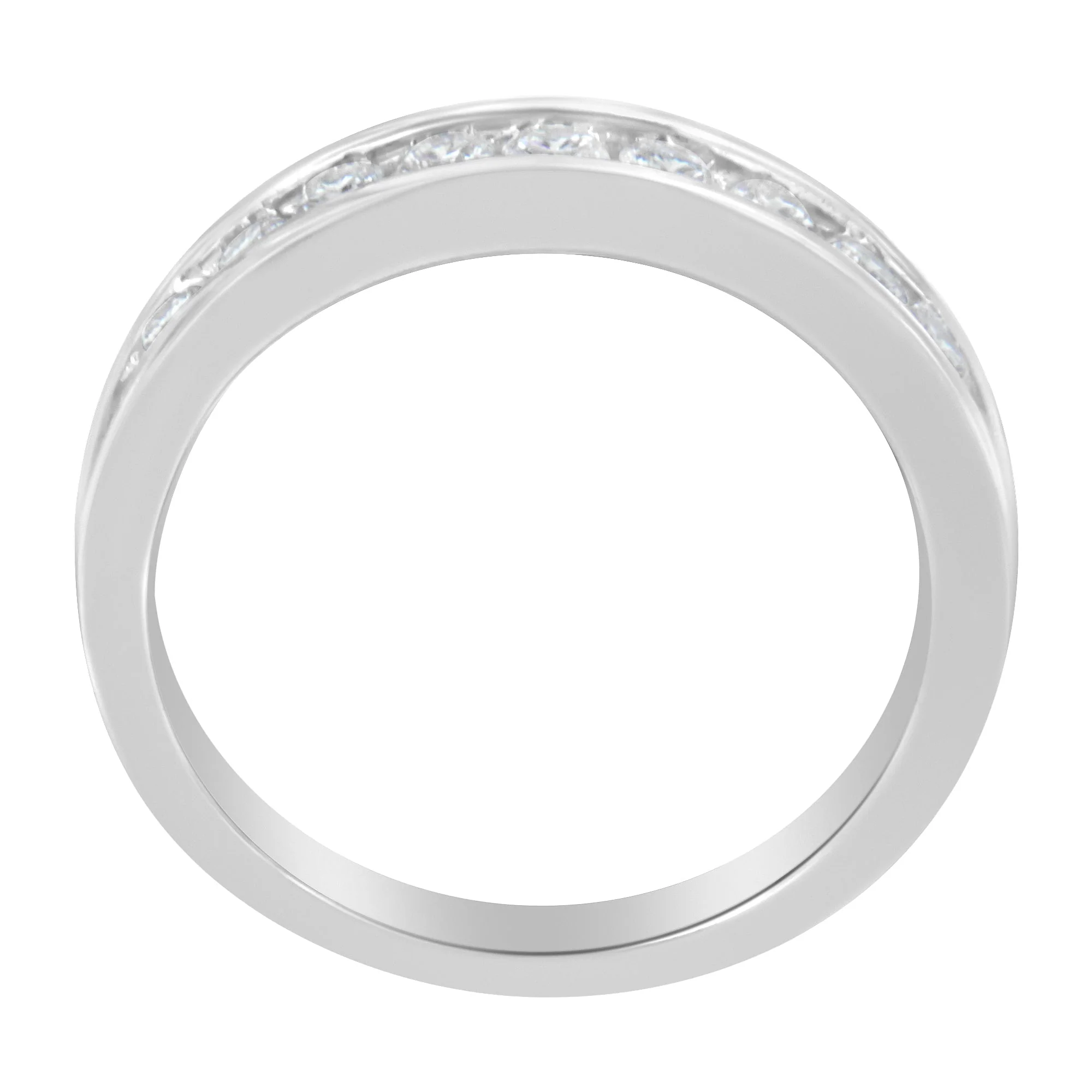 18K White Gold Round Diamond 1/2 Cttw Channel Band Ring - Image 9