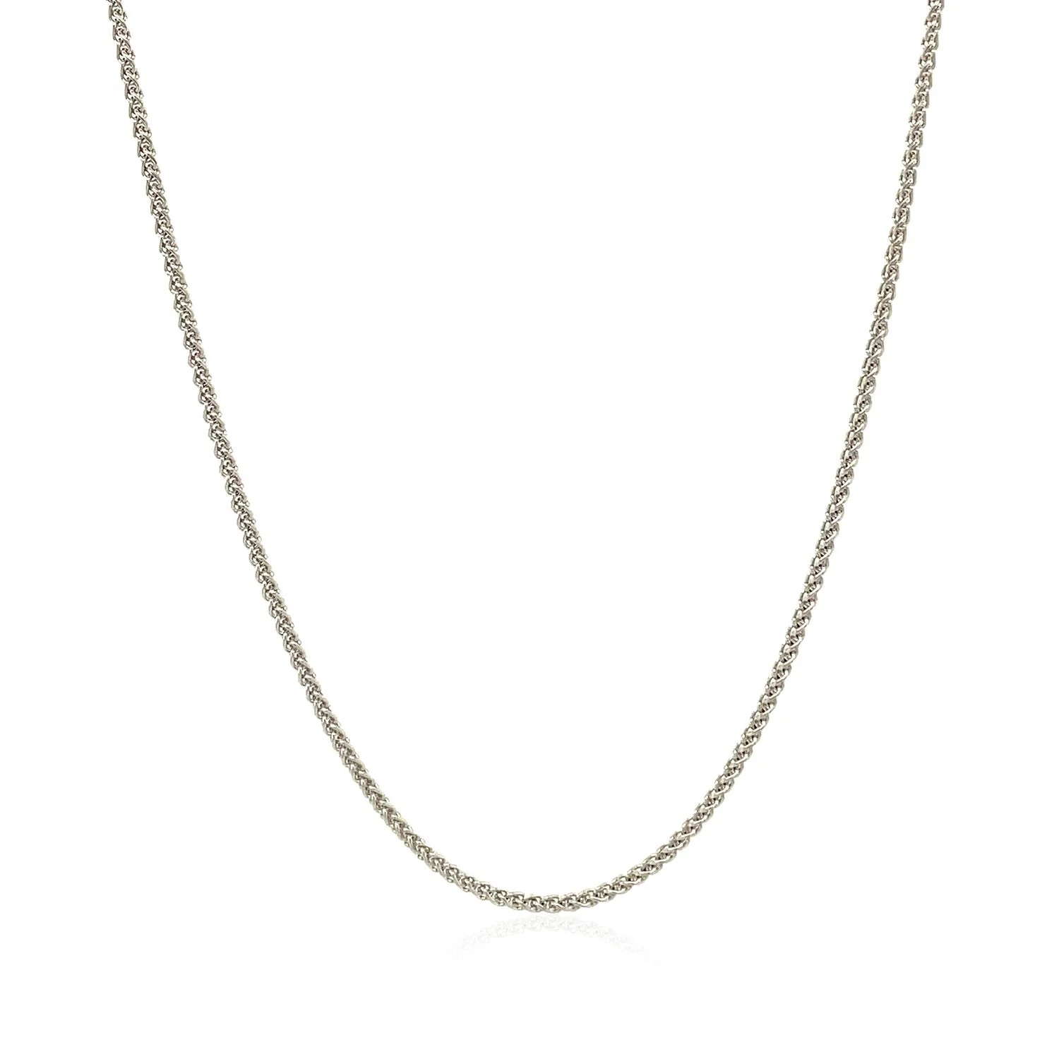 18k White Gold Round Wheat Chain 1.4mm - Image 8