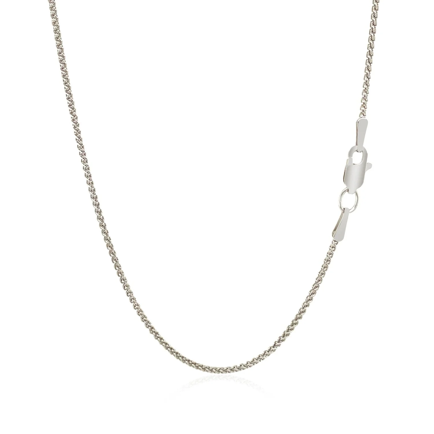 18k White Gold Round Wheat Chain 1.4mm - Image 9