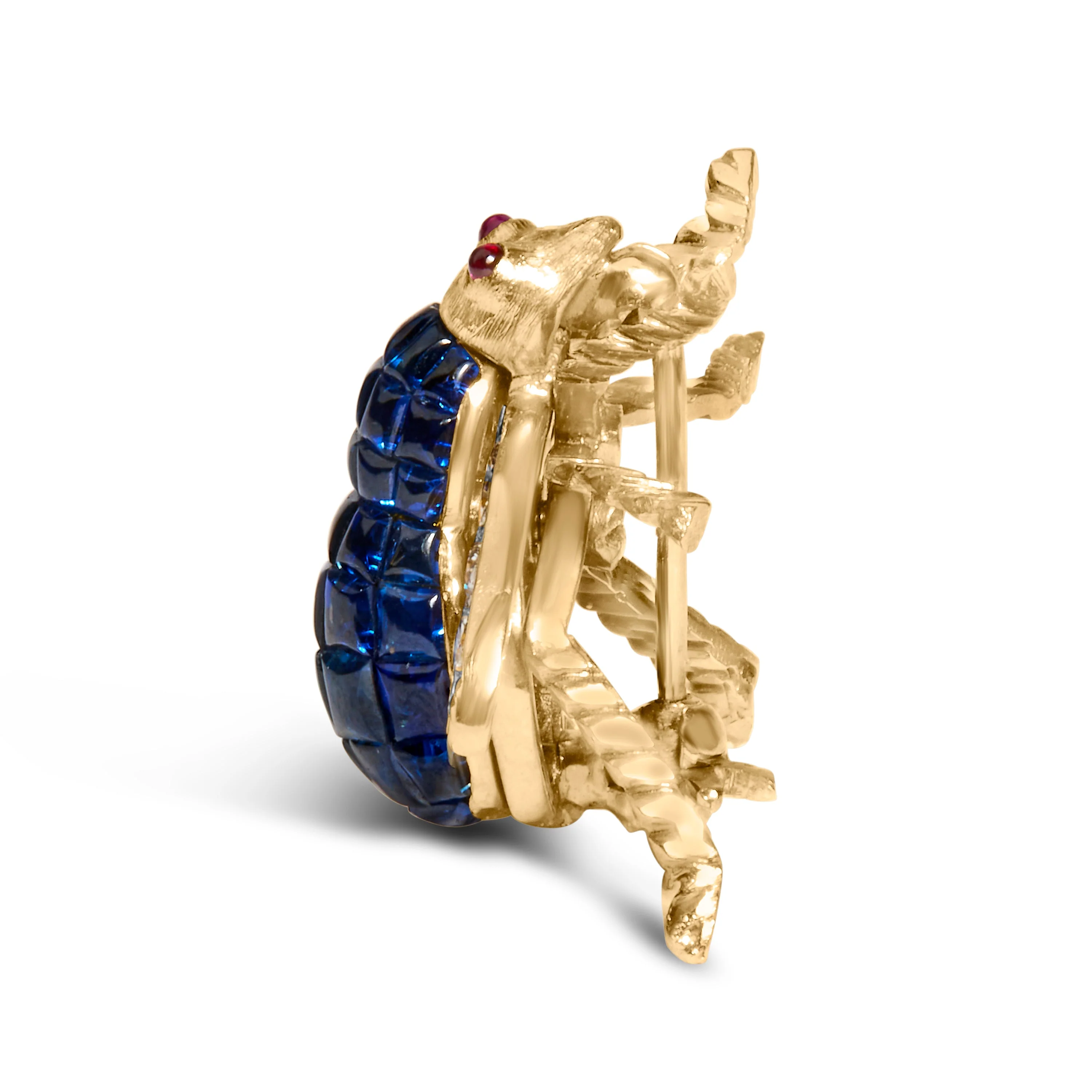 18K Yellow Gold 3/8 Cttw Diamond and 5 4/5 Cttw Blue Sapphire Bumblebee Brooch Pin (F-G Color, VS2-SI1 Clarity) - Image 6