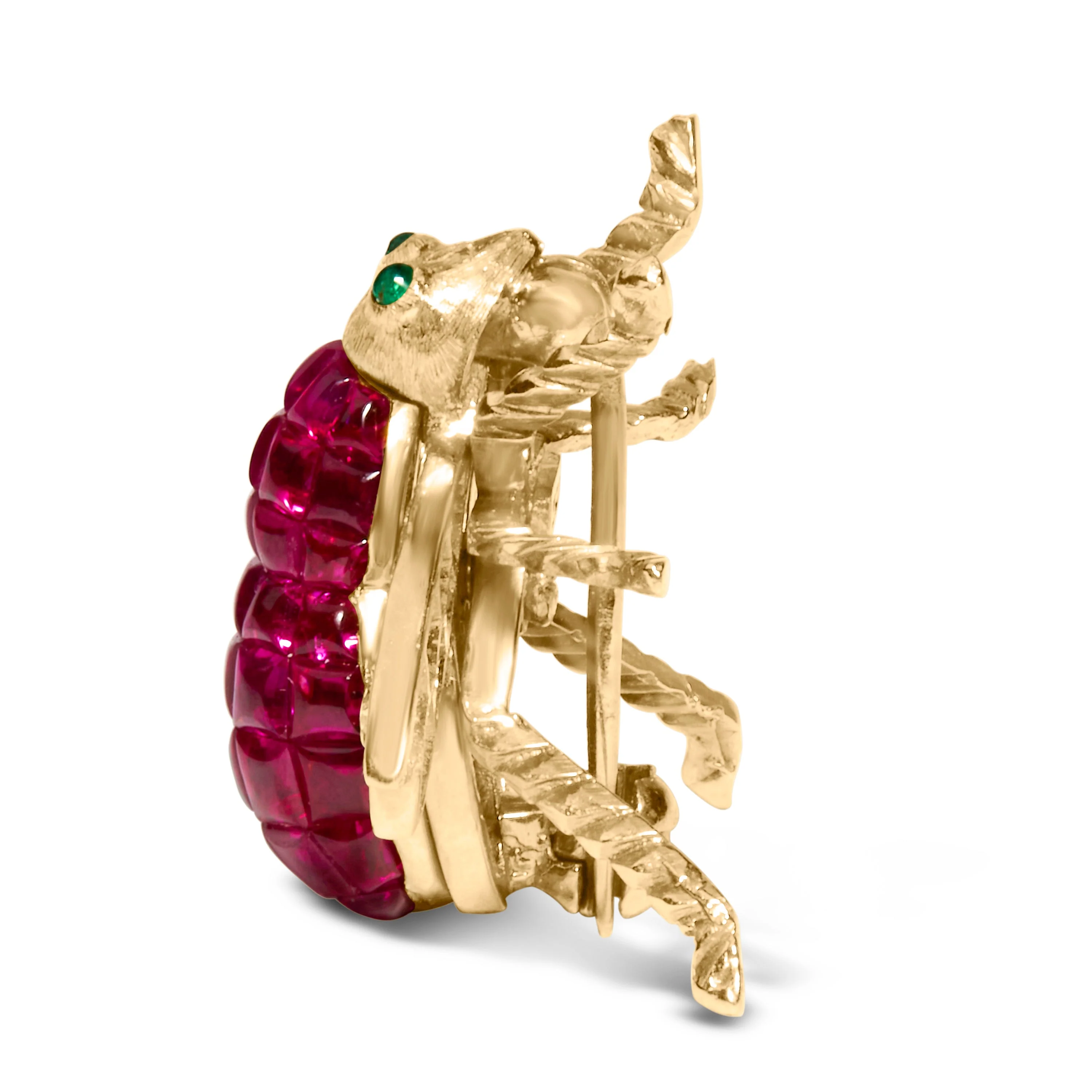 18K Yellow Gold 3/8 Cttw Diamond and 6 3/4 Cttw Red Ruby Bumblebee Brooch Pin (F-G Color, VS2-SI1 Clarity) - Image 5