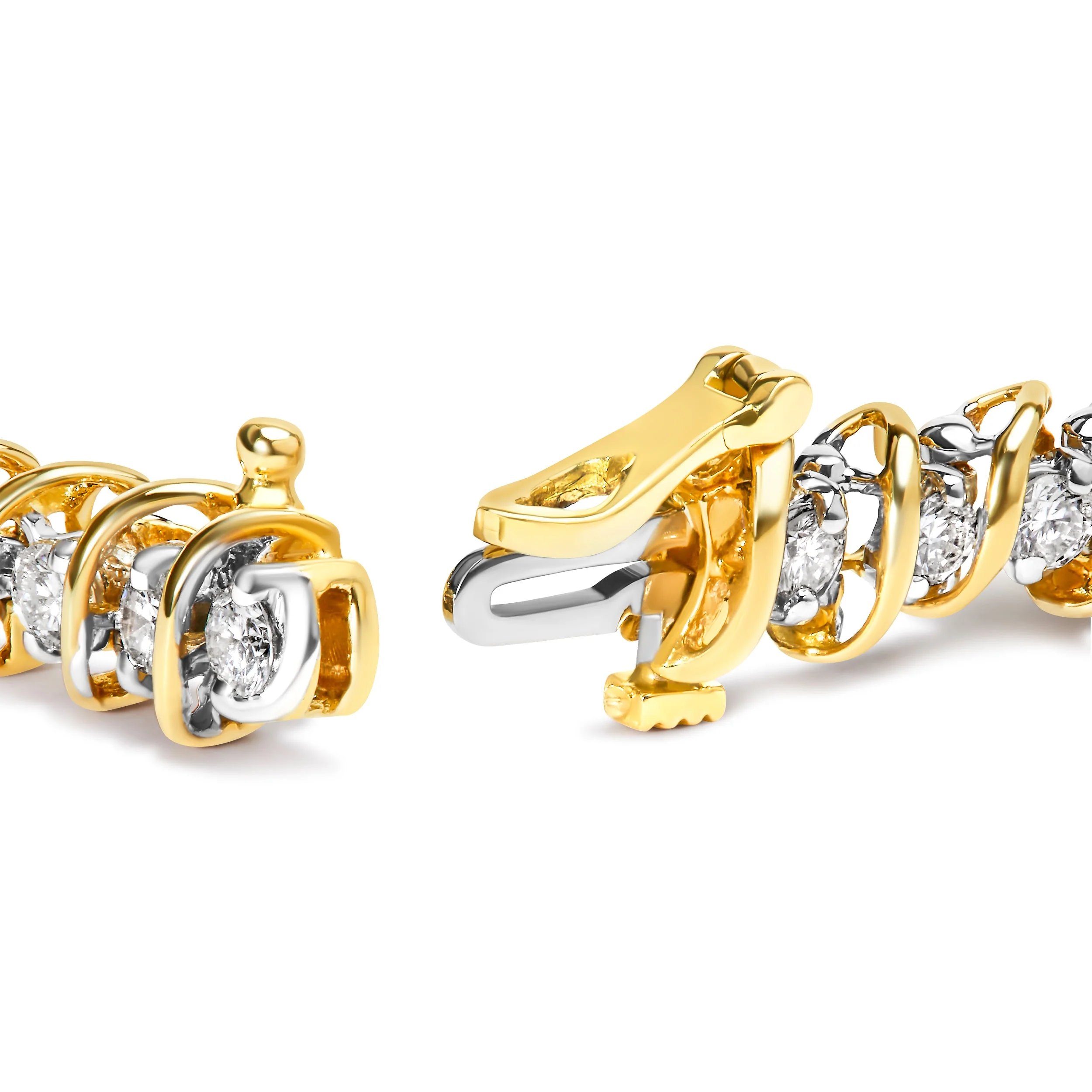 18K Yellow Gold 4.0 Cttw Round-Cut Diamond S-Link 7" Inch Tennis Bracelet (I-J Color, SI1-SI2 Clarity) - Image 5