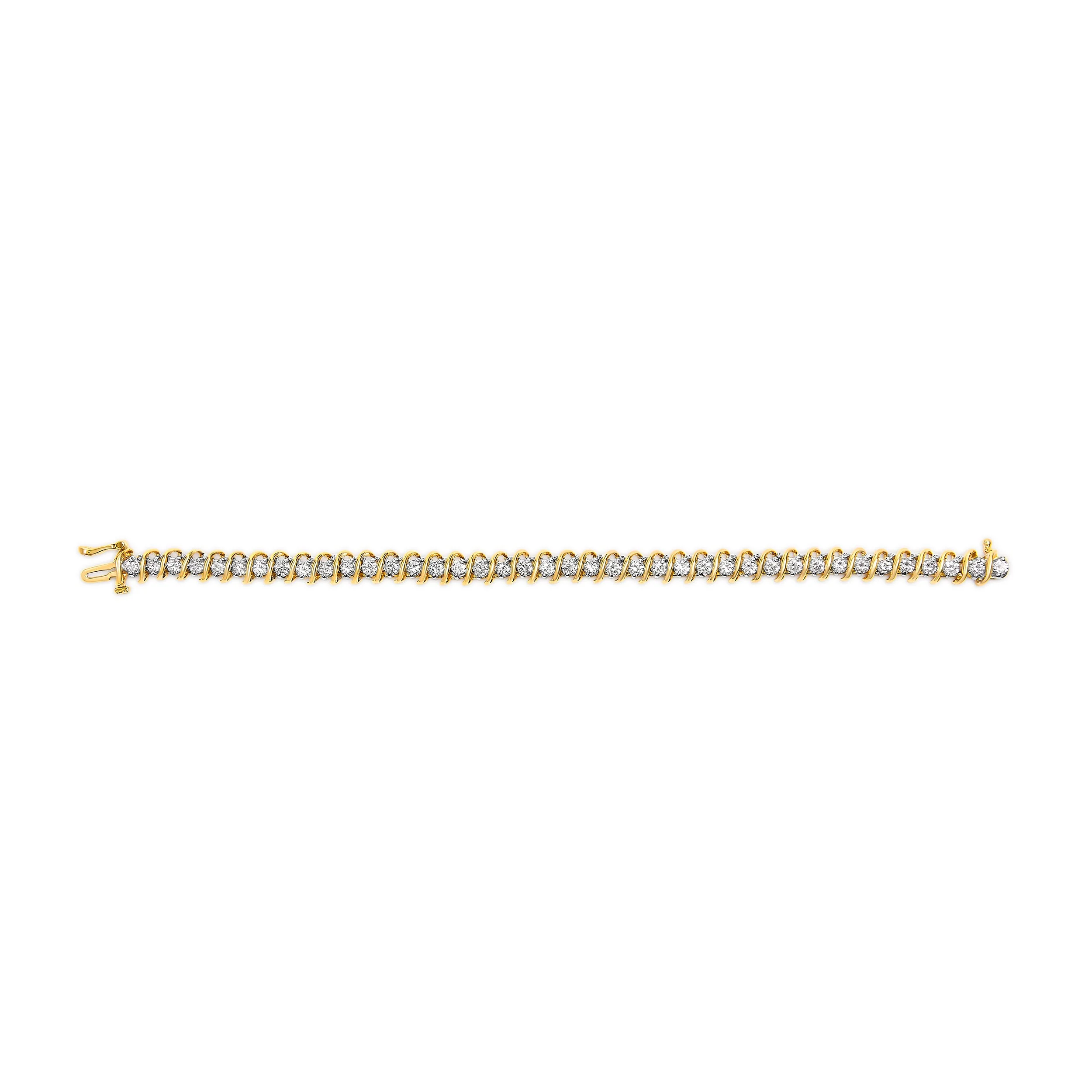 18K Yellow Gold 4.0 Cttw Round-Cut Diamond S-Link 7" Inch Tennis Bracelet (I-J Color, SI1-SI2 Clarity) - Image 6
