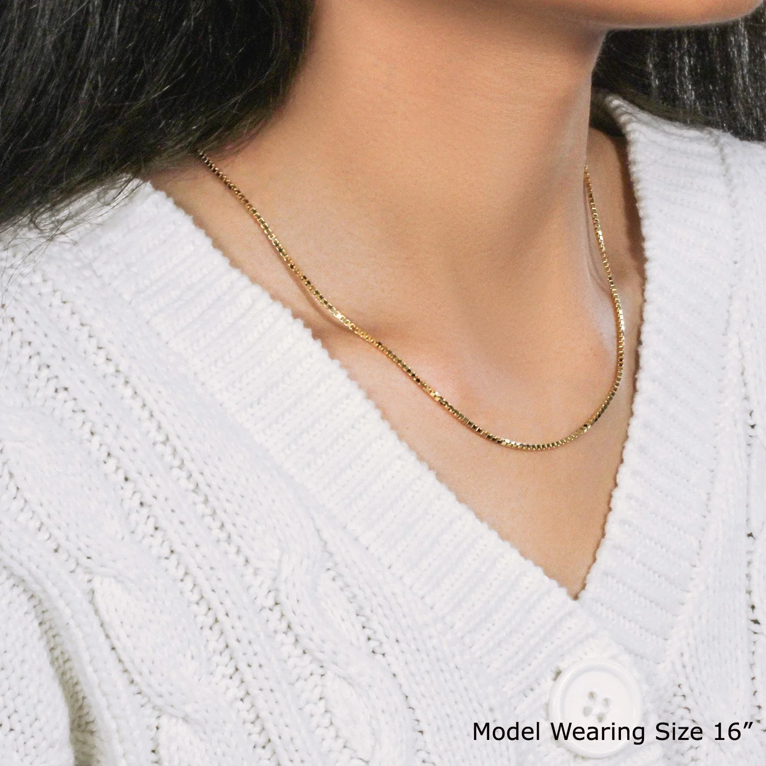 18k Yellow Gold Classic Box Chain (1.40 mm) - Image 2