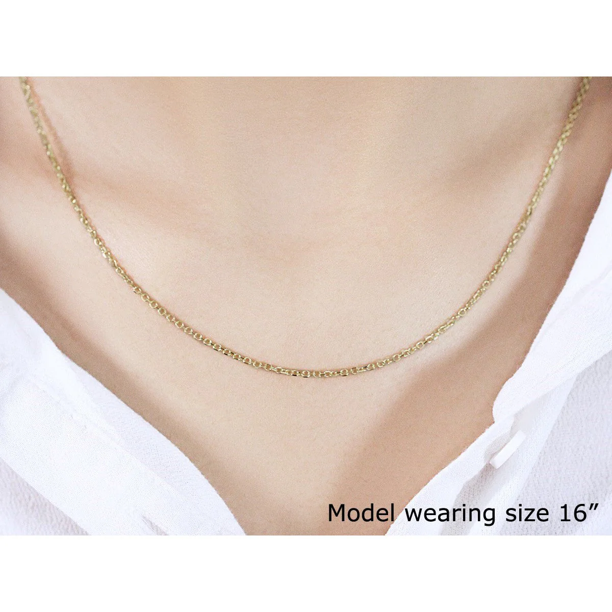 18k Yellow Gold Diamond Cut Cable Link Chain (1.40 mm) - Image 4