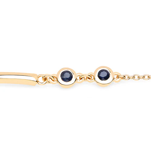 18K Yellow Gold Plated 0.24 Carat Genuine Blue Sapphire .925 Sterling Silver Bracelet - Image 4