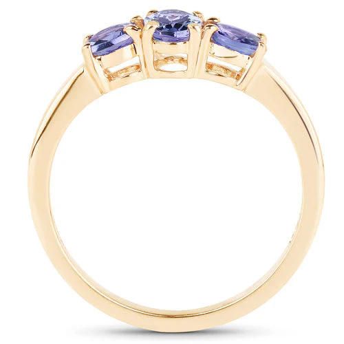 18K Yellow Gold Plated 0.90 Carat Genuine Tanzanite .925 Sterling Silver Ring - Image 5