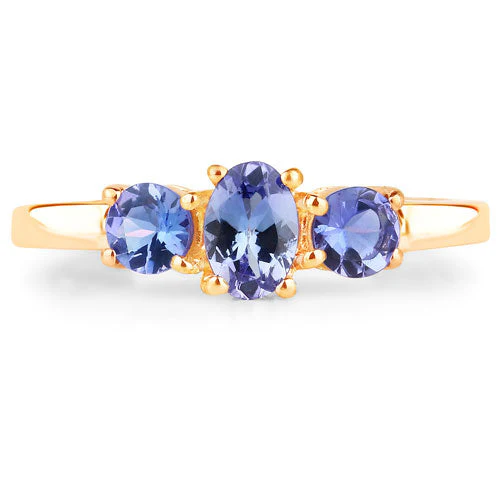 18K Yellow Gold Plated 0.90 Carat Genuine Tanzanite .925 Sterling Silver Ring - Image 6