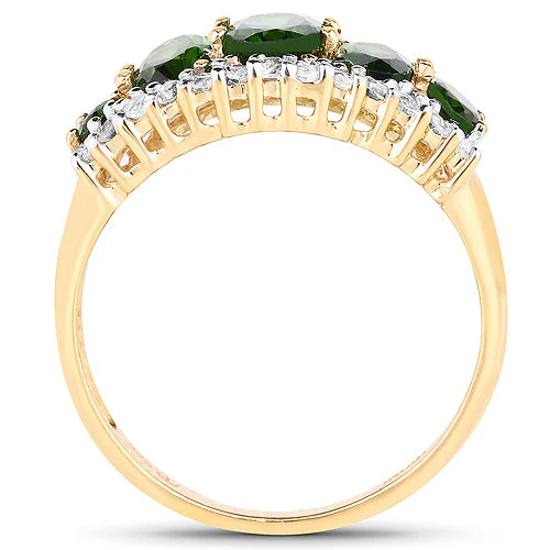 18K Yellow Gold Plated 2.70 Carat Genuine Chrome Diopside and White Topaz .925 Sterling Silver Ring - Image 5