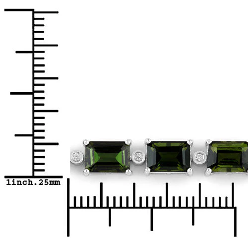 19.04 Carat Genuine Green Tourmaline and White Diamond 14K White Gold Bracelet - Image 7