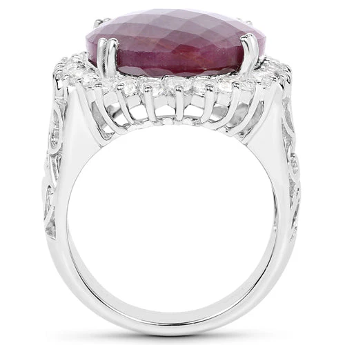 19.12 Carat Genuine Ruby and White Topaz .925 Sterling Silver Ring - Image 5