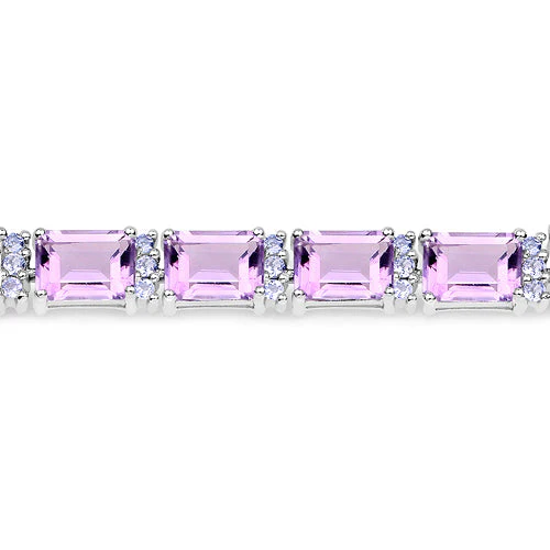 19.19 Carat Genuine Amethyst and Tanzanite .925 Sterling Silver Bracelet - Image 6