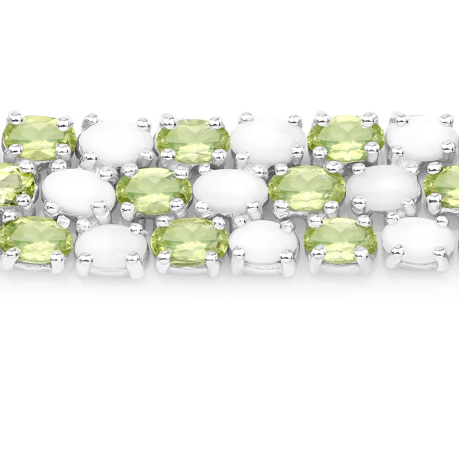 19.73 Carat Genuine Opal and Peridot .925 Sterling Silver Bracelet - Image 4