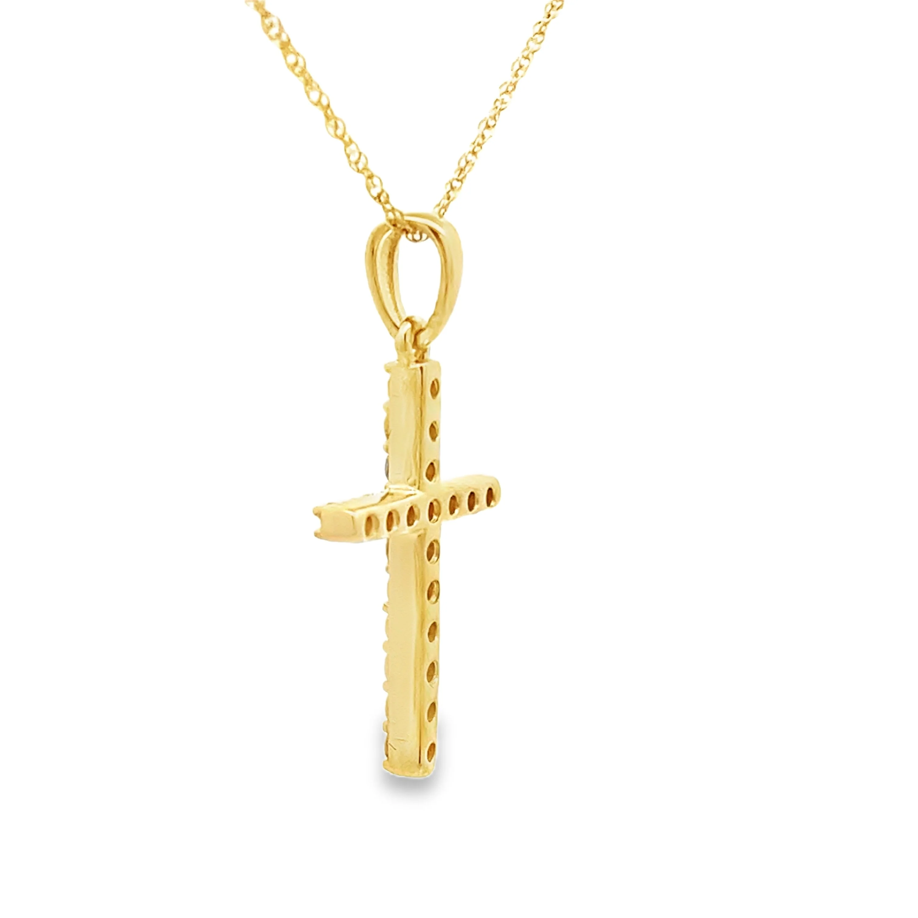 .19ct Diamond Cross Religious Pendant 14KT Yellow Gold - Image 2