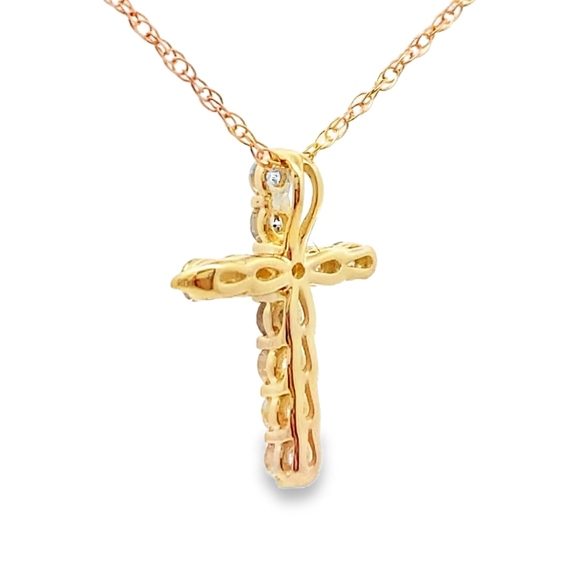 .19ct Diamond Cross Religious Pendant 14KT Yellow Gold - Image 2