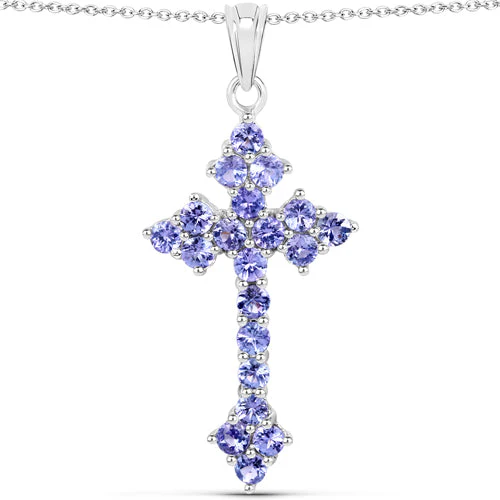 2.00 Carat Genuine Tanzanite .925 Sterling Silver Pendant - Image 2
