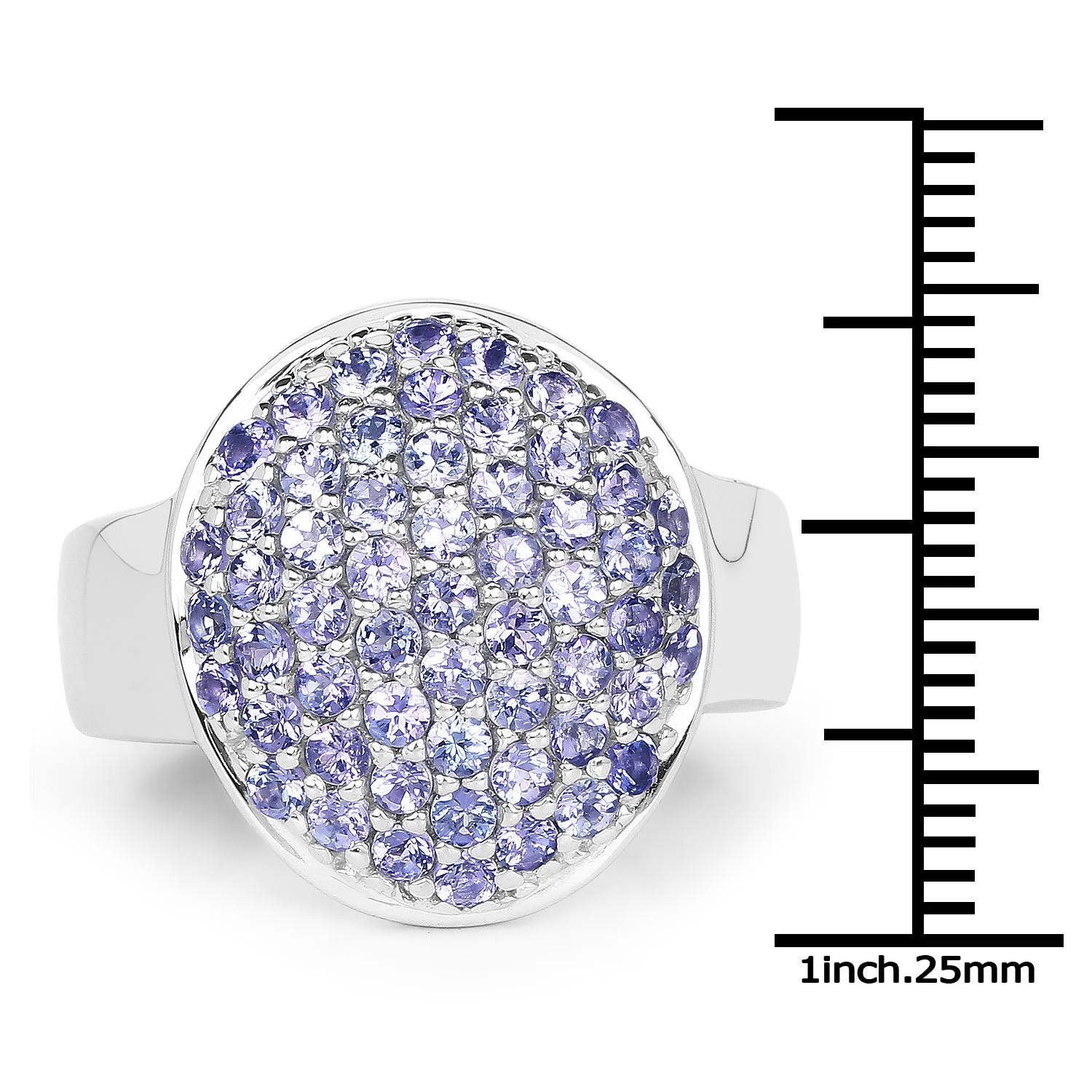 2.00 Carat Genuine Tanzanite .925 Sterling Silver Ring - Image 3