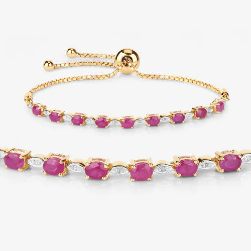 2.01 Carat Genuine Ruby and White Diamond .925 Sterling Silver Bracelet - Image 10