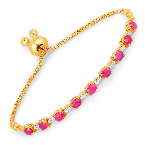 2.01 Carat Genuine Ruby and White Diamond .925 Sterling Silver Bracelet - Image 4