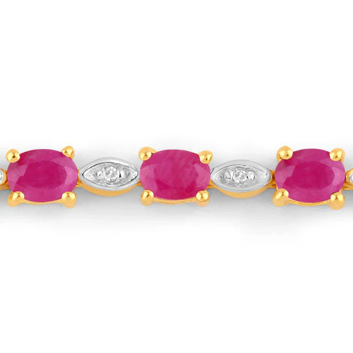 2.01 Carat Genuine Ruby and White Diamond .925 Sterling Silver Bracelet - Image 5