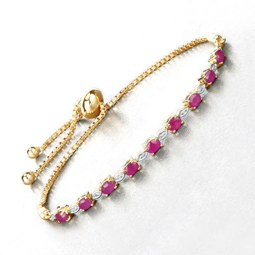 2.01 Carat Genuine Ruby and White Diamond .925 Sterling Silver Bracelet - Image 7