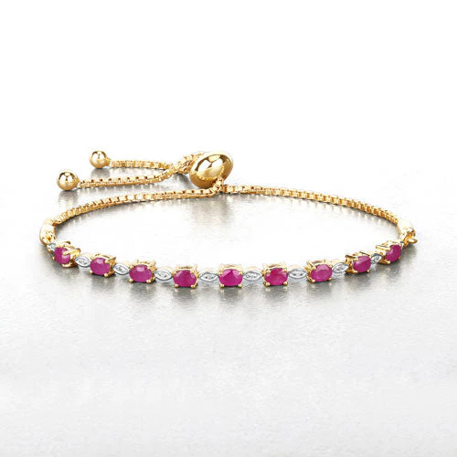 2.01 Carat Genuine Ruby and White Diamond .925 Sterling Silver Bracelet - Image 8