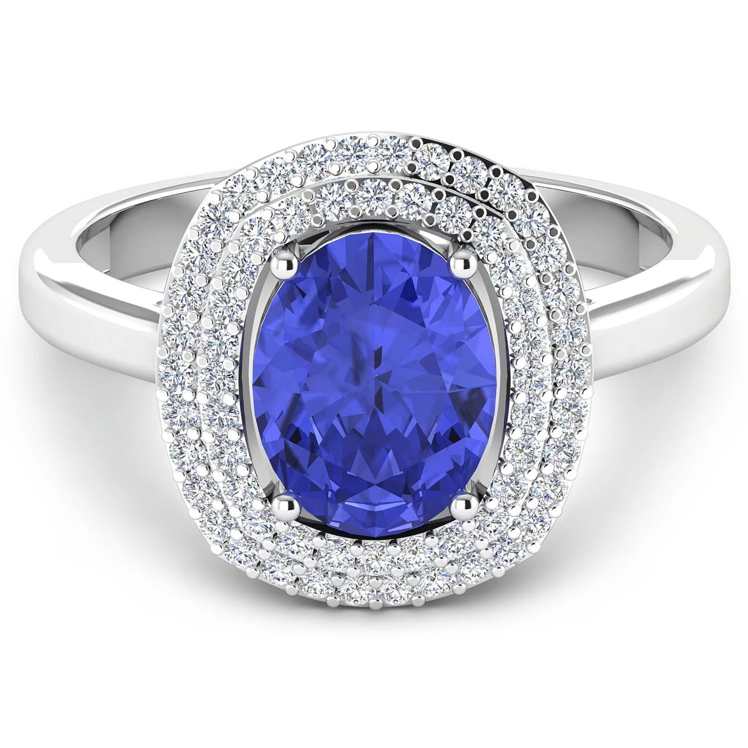 2.02 Carat Genuine Tanzanite and White Diamond 14K White Gold Ring - Image 3