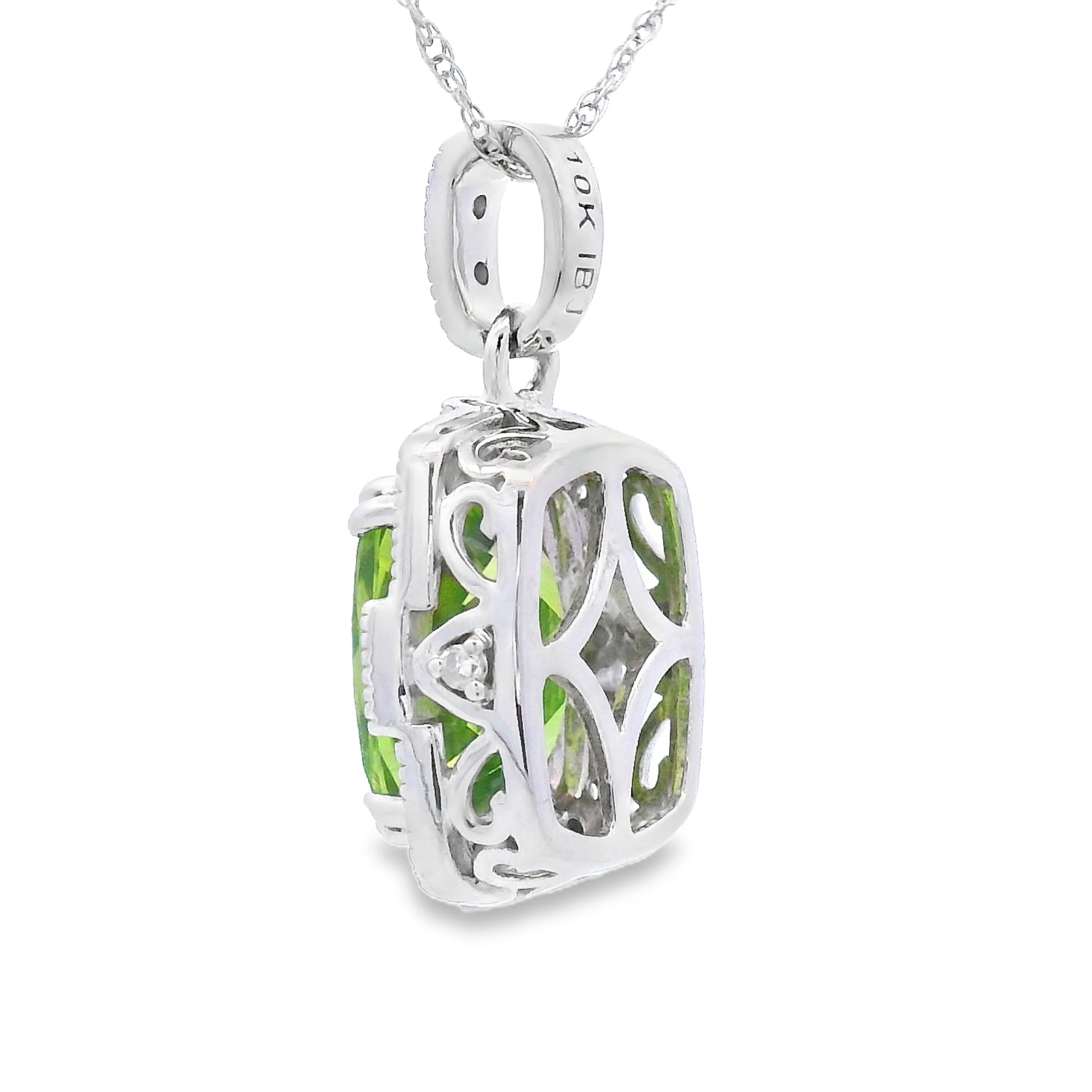2.03ct Peridot Diamond Fashion Pendants 10KT White Gold - Image 2