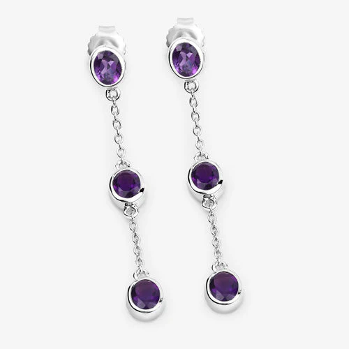 2.04 Carat Genuine Amethyst .925 Sterling Silver Earrings - Image 10