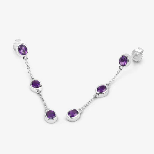 2.04 Carat Genuine Amethyst .925 Sterling Silver Earrings - Image 12