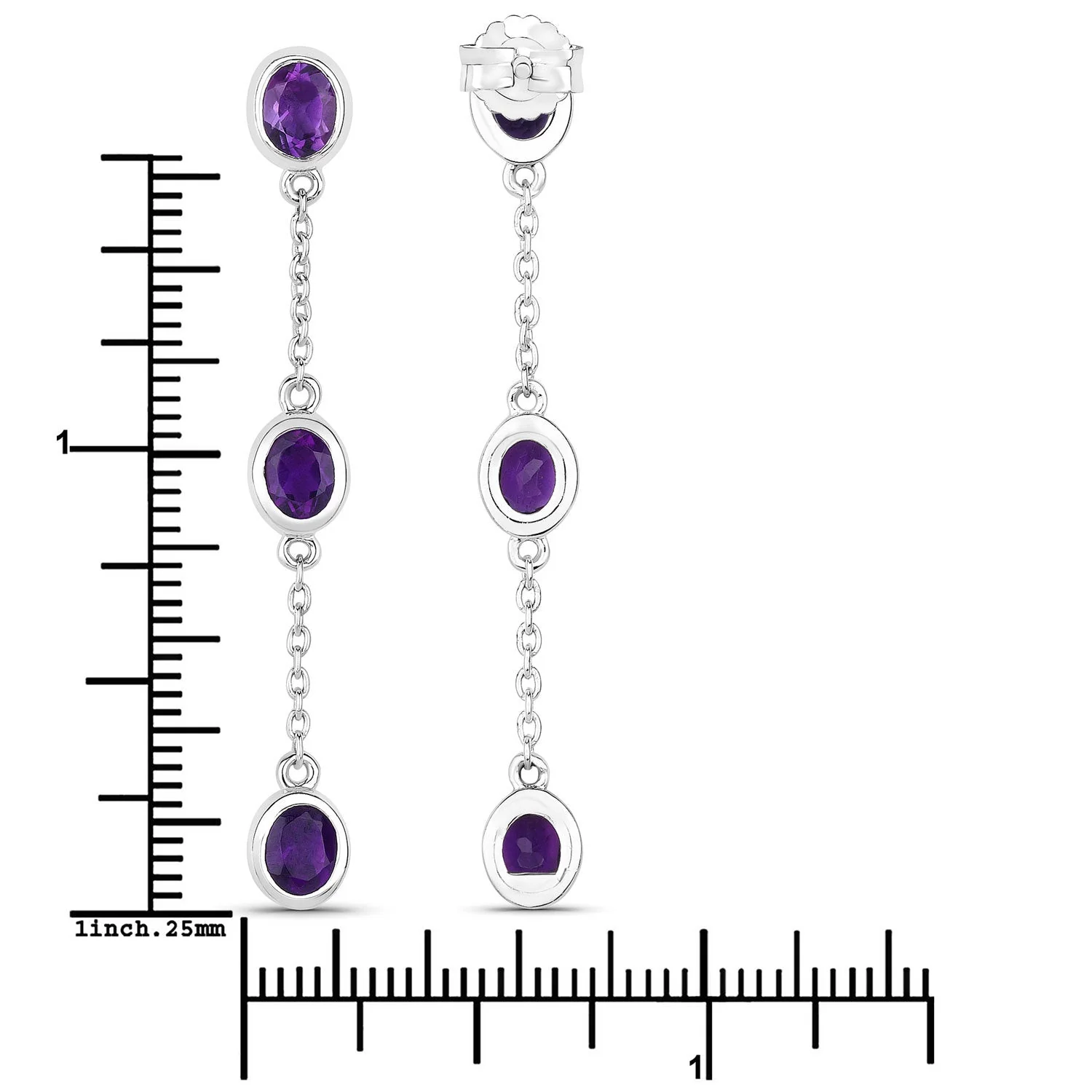 2.04 Carat Genuine Amethyst .925 Sterling Silver Earrings - Image 3
