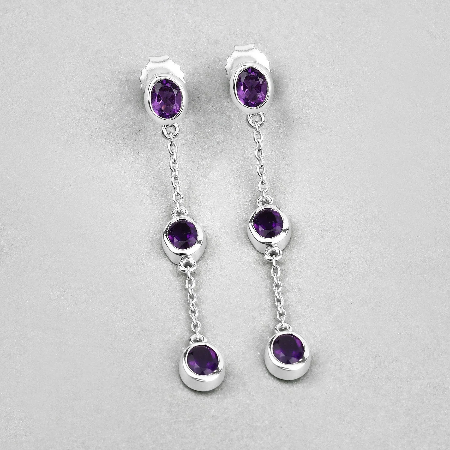 2.04 Carat Genuine Amethyst .925 Sterling Silver Earrings - Image 4