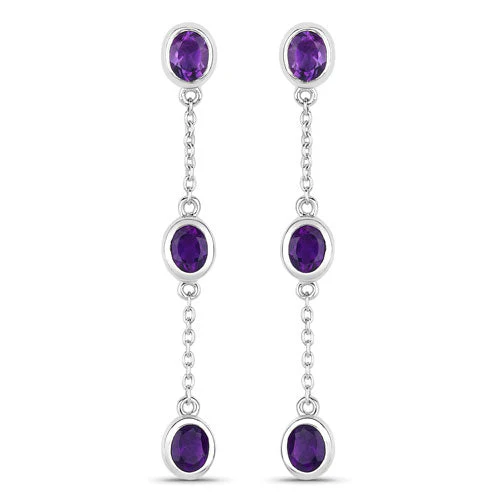 2.04 Carat Genuine Amethyst .925 Sterling Silver Earrings - Image 5