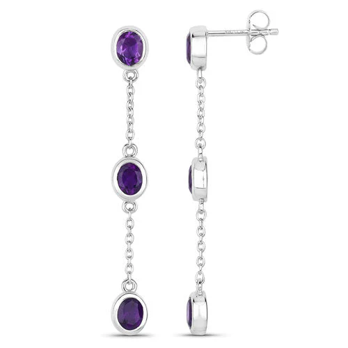 2.04 Carat Genuine Amethyst .925 Sterling Silver Earrings - Image 6