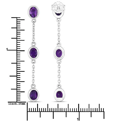 2.04 Carat Genuine Amethyst .925 Sterling Silver Earrings - Image 7