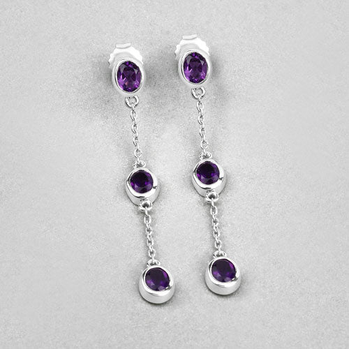2.04 Carat Genuine Amethyst .925 Sterling Silver Earrings - Image 8