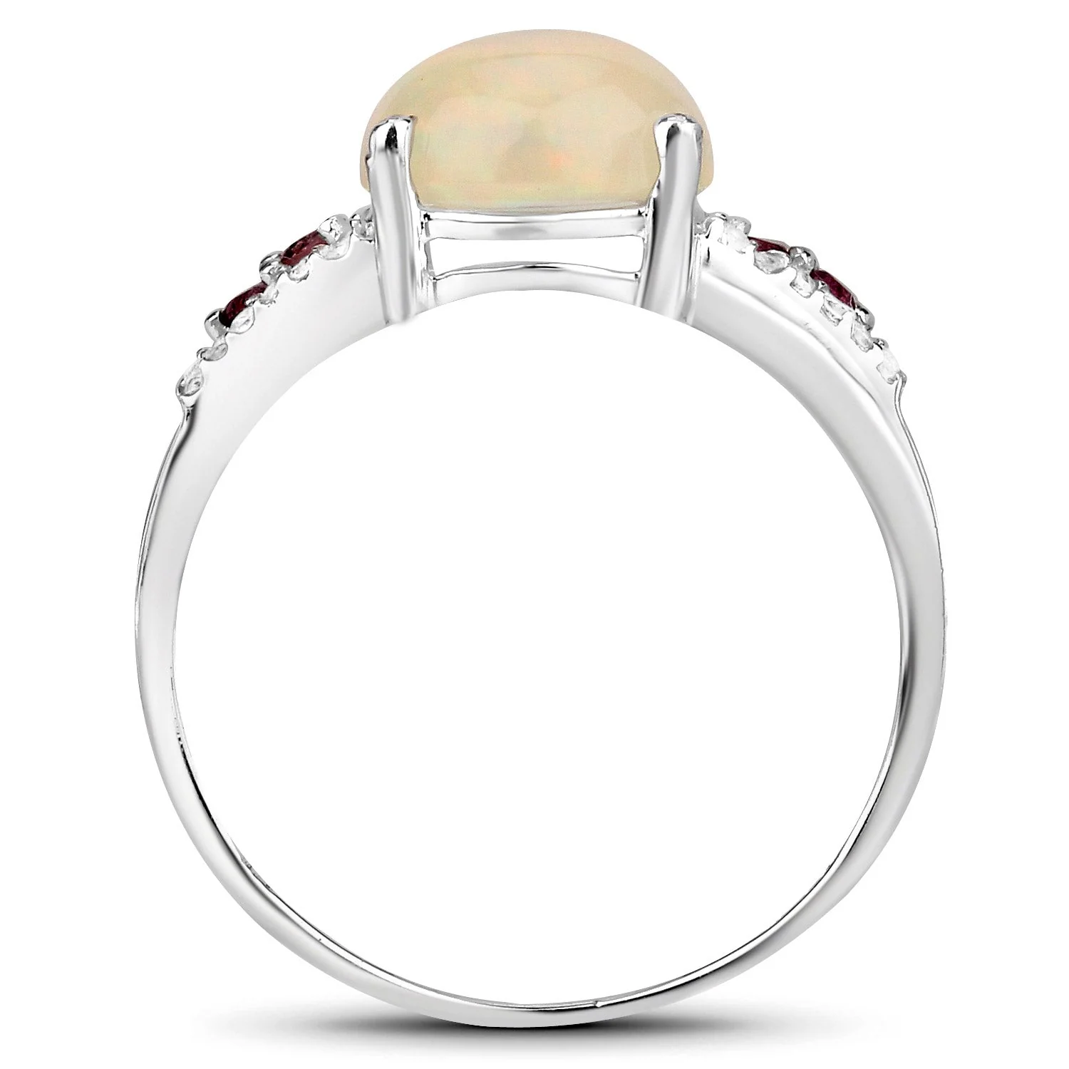 2.05 Carat Genuine Ethiopian Opal, Pink Tourmaline and White Topaz .925 Sterling Silver Ring - Image 2