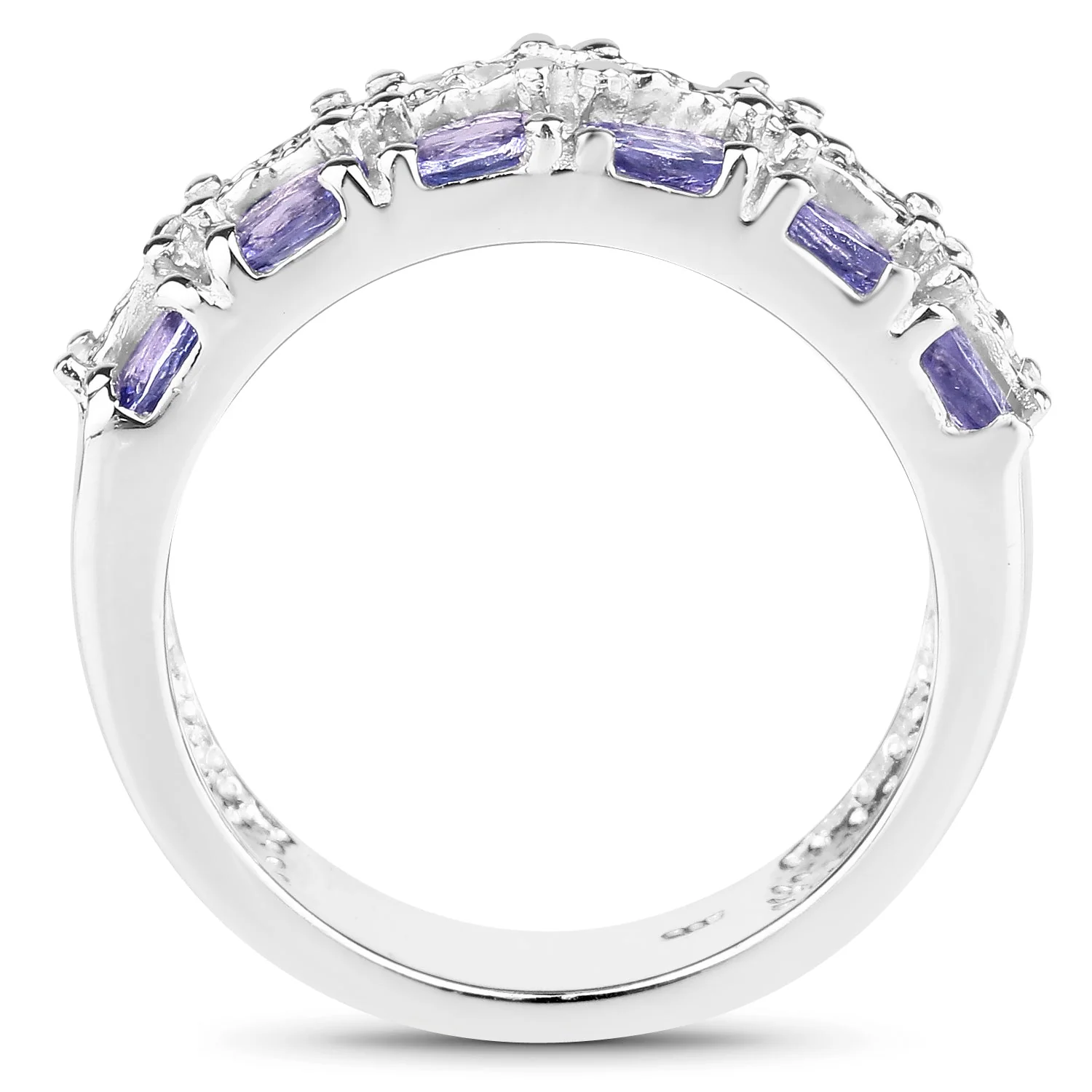 2.05 Carat Genuine Tanzanite and White Topaz .925 Sterling Silver Ring - Image 2