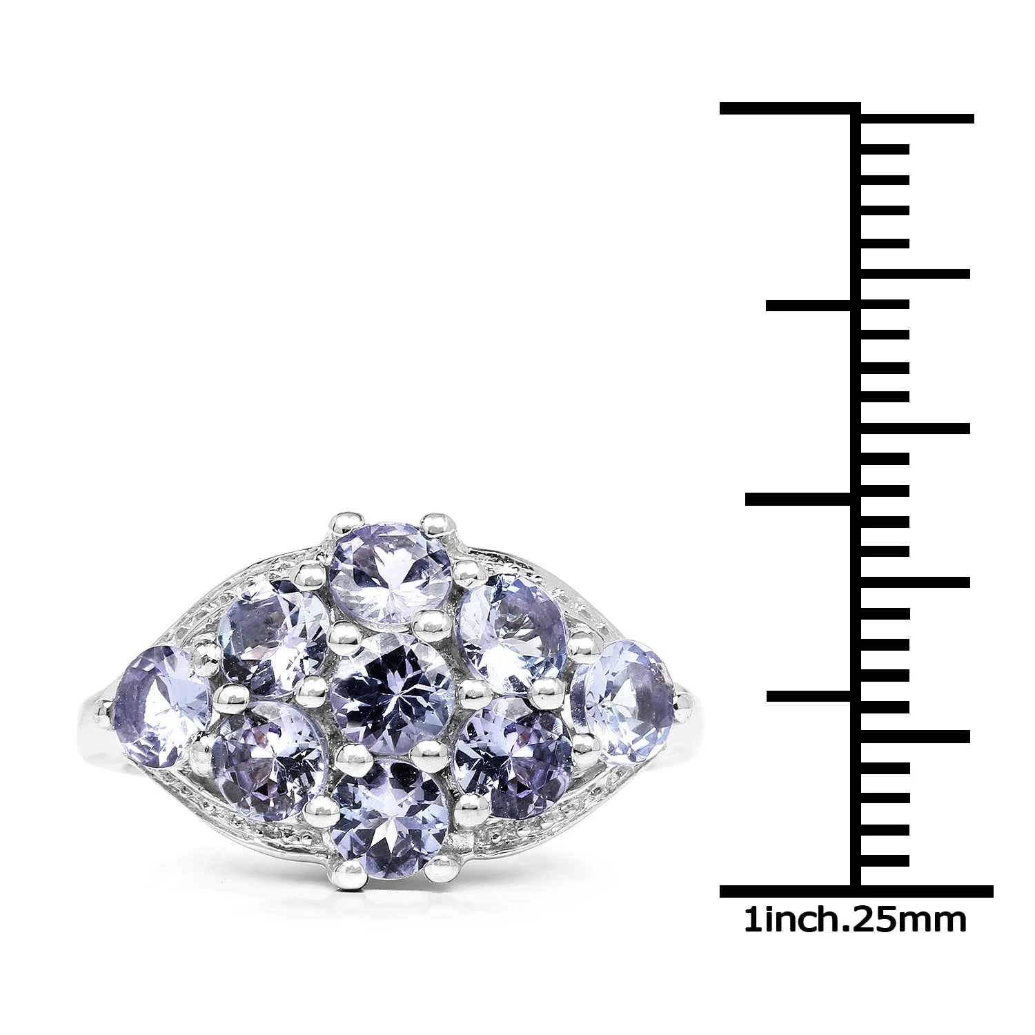 2.07 Carat Genuine Tanzanite .925 Sterling Silver Ring - Image 3
