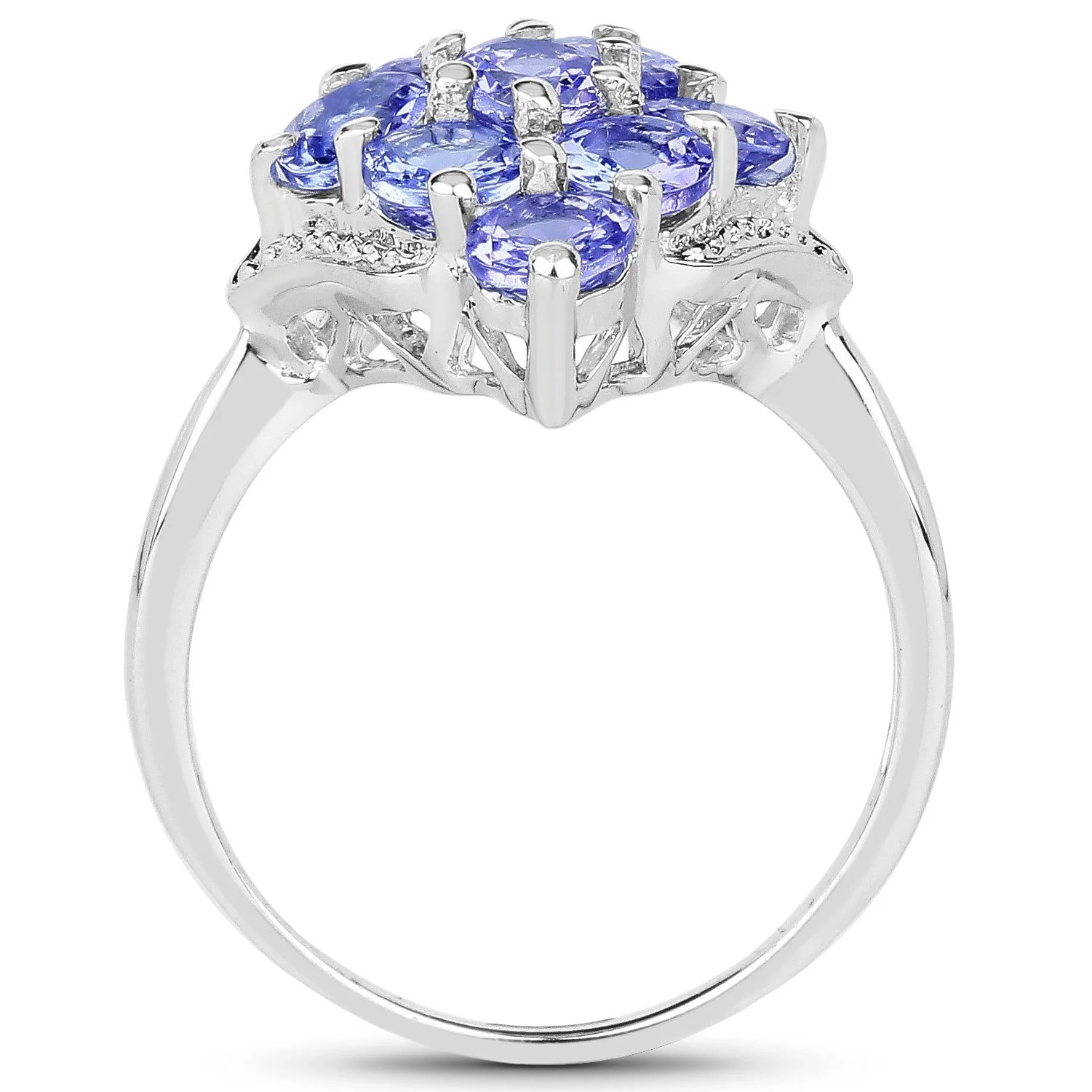2.07 Carat Genuine Tanzanite .925 Sterling Silver Ring - Image 2