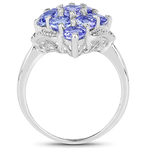 2.07 Carat Genuine Tanzanite .925 Sterling Silver Ring - Image 5