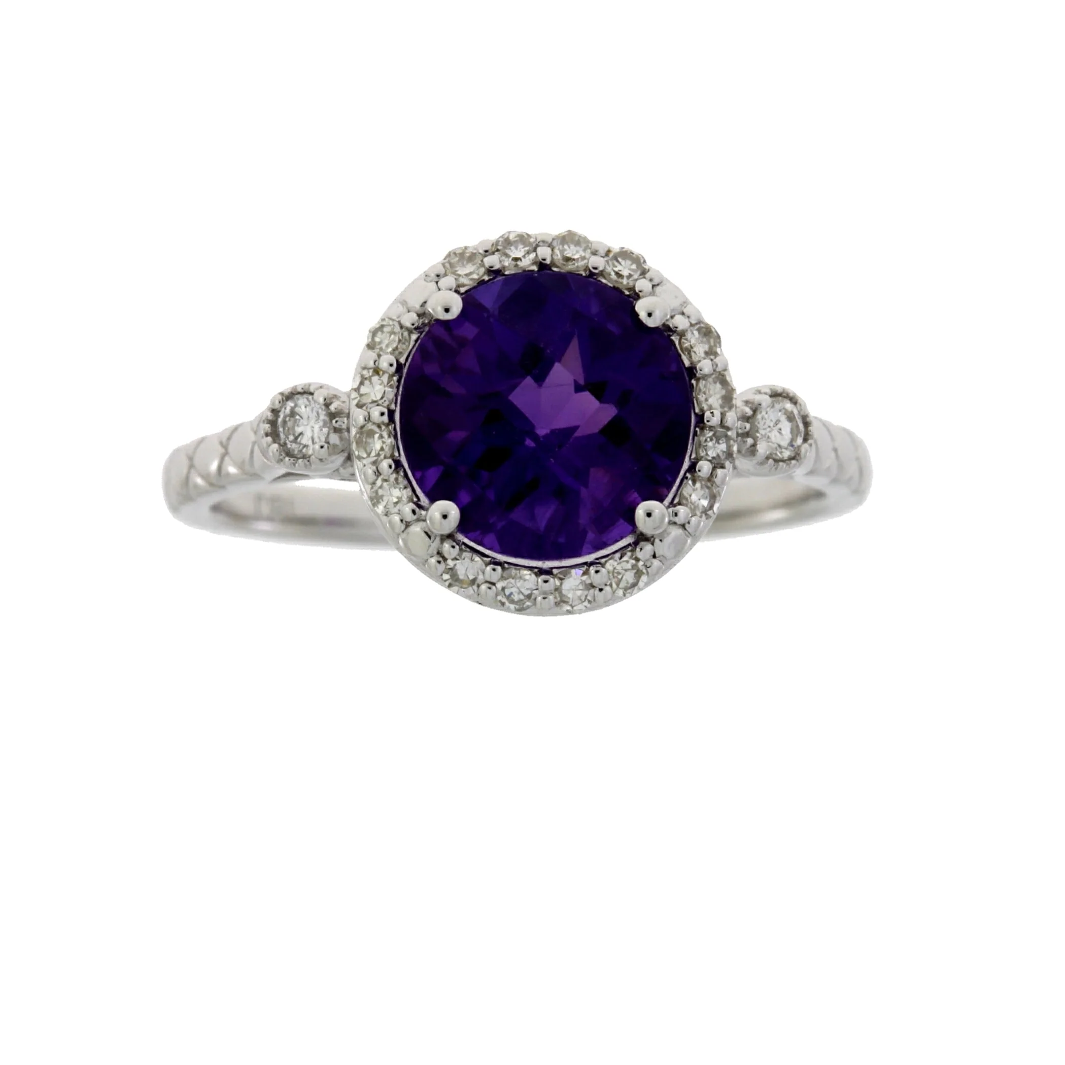 2.07ct Amethyst Diamond Ring 14KT White Gold
