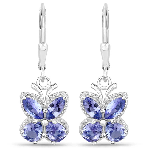 2.08 Carat Genuine Tanzanite .925 Sterling Silver Earrings - Image 2