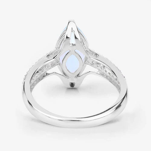 2.09 Carat Genuine Aquamarine and White Diamond 14K White Gold Ring - Image 9